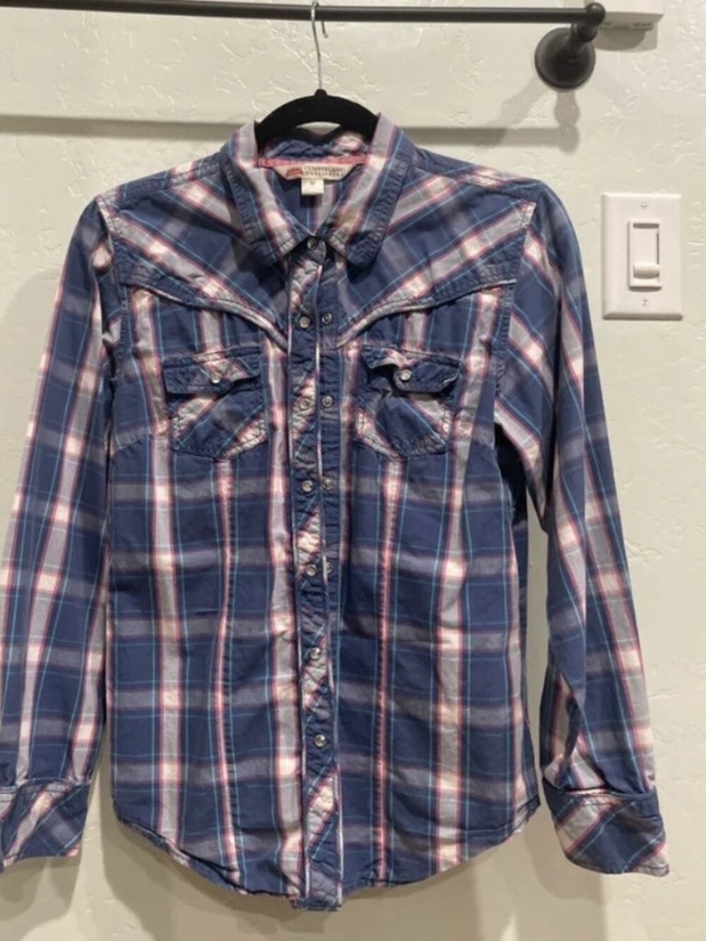 Vintage Long sleeves plaid shirt woman size M